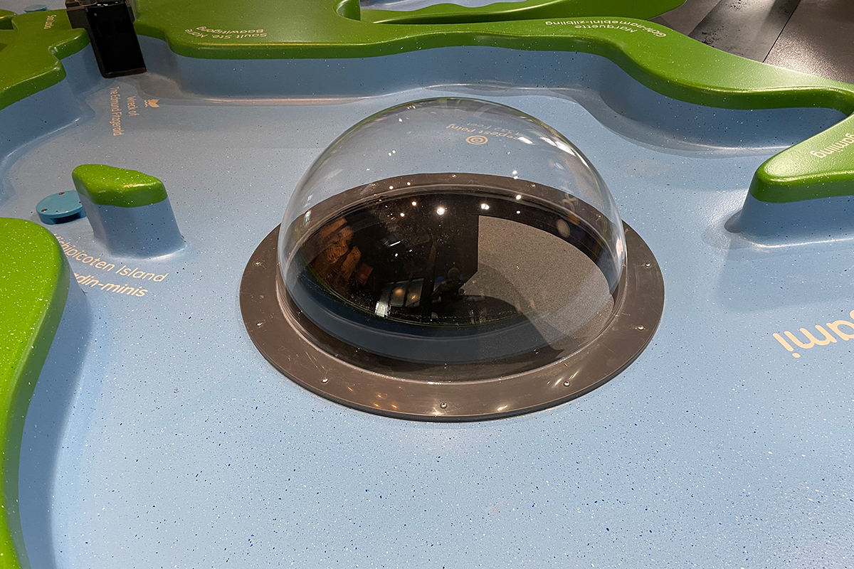 close up of the water table dome